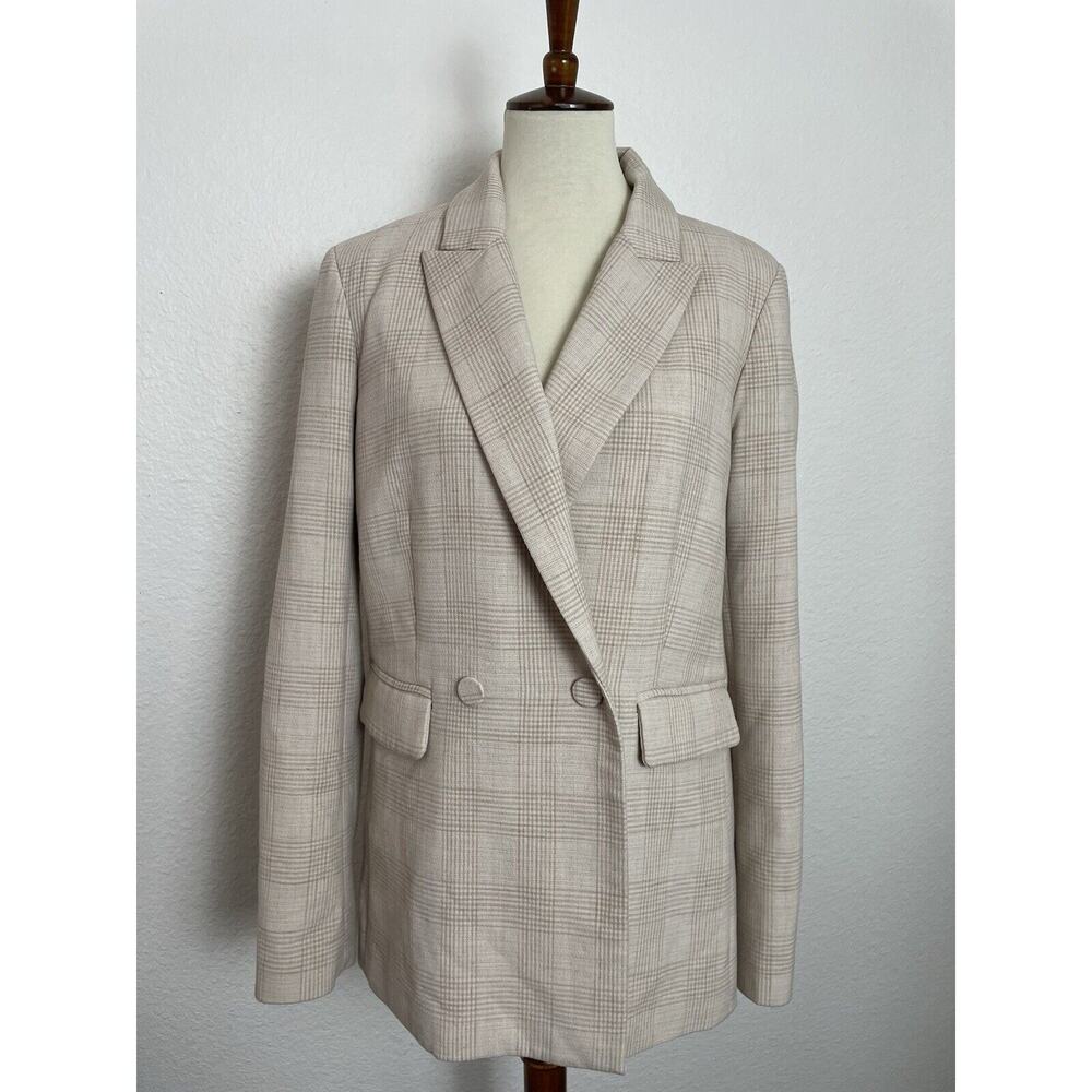 House of Harlow 1960 Jacket Blazer Double Breast Plaid Stretch